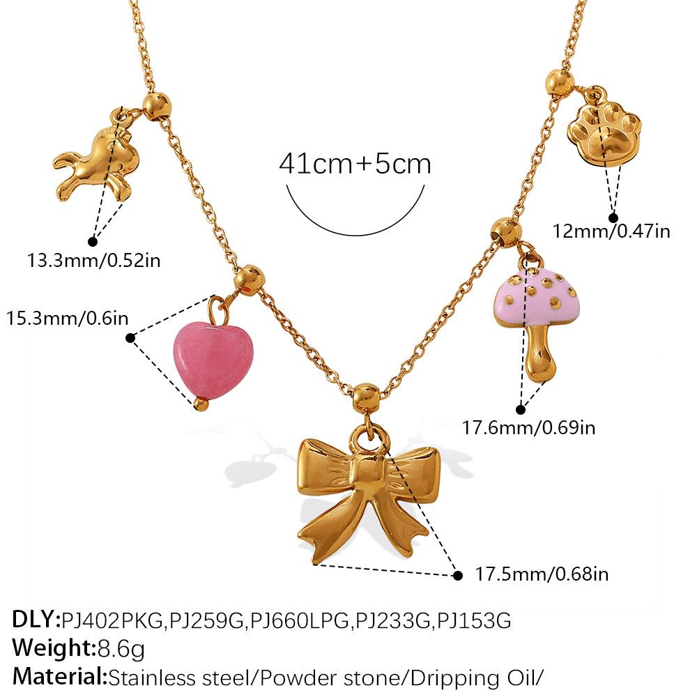 Niche seaside vacation style DIY mushroom pendant necklace stainless steel plated temperament necklace jewelry women