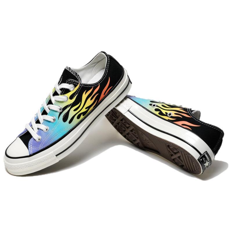 Converse 1970s Chuck Taylor All Star Round-toe Lace-up Low-Top Canvas Shoes Unisex Flame Black