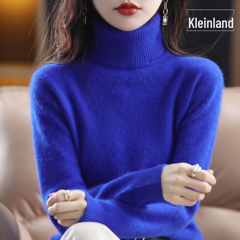 

Женский свитер из норки и кашемира с высоким воротником на осень/зиму 2024 - Свободный, плотной вязки, базовый слой 3XL