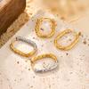 Minimalist U-shaped Earrings for Women, Gold Silver Color Hammer Pattern Stainless Steel Hoop Earrings, Trendy Jewelry Gifts