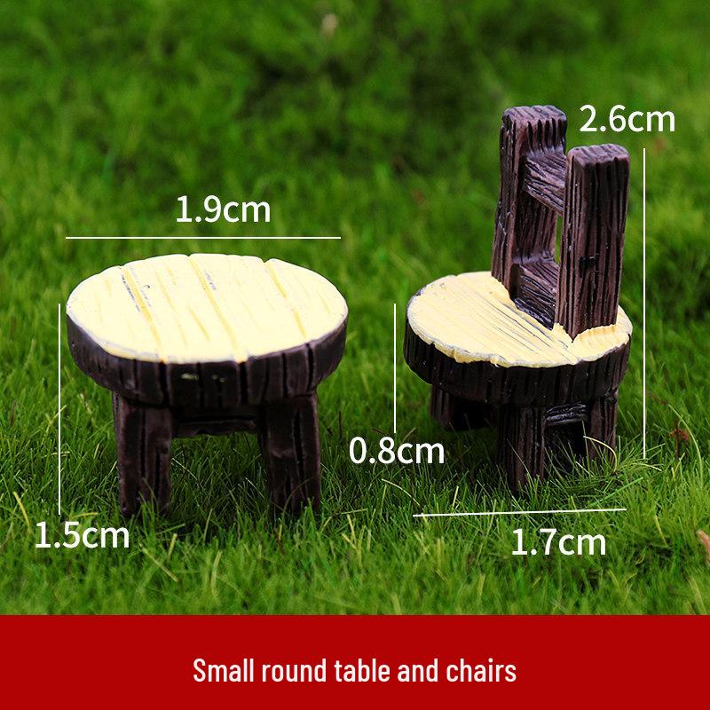 Miniature Park Ornaments: Wooden Stools, Tables, and Succulent Bonsai Accessories for Sand Table Models