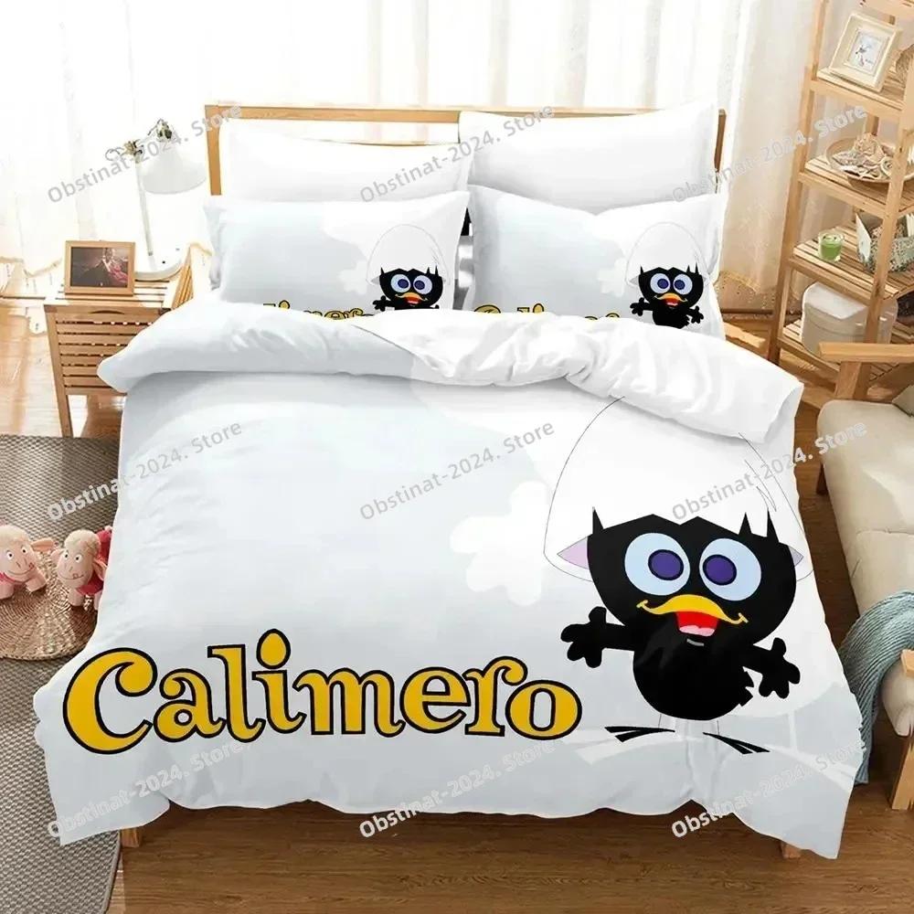 Anime Cute Calimero Bedding Set Printed single Comforter Quilt Bed Cover Duvet Cover Pillow Case 3 Pieces Sets Kids Adult Size