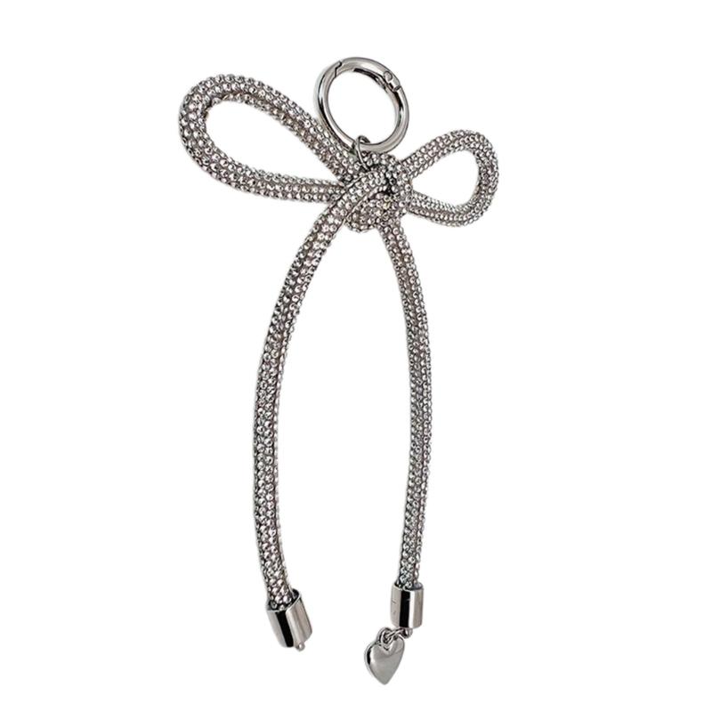 Elegant Rhineston Bowknot Keychain Charm Pendant Stylish Bowknot Backpack Pendant, Handmade Jewelry Gift for Women