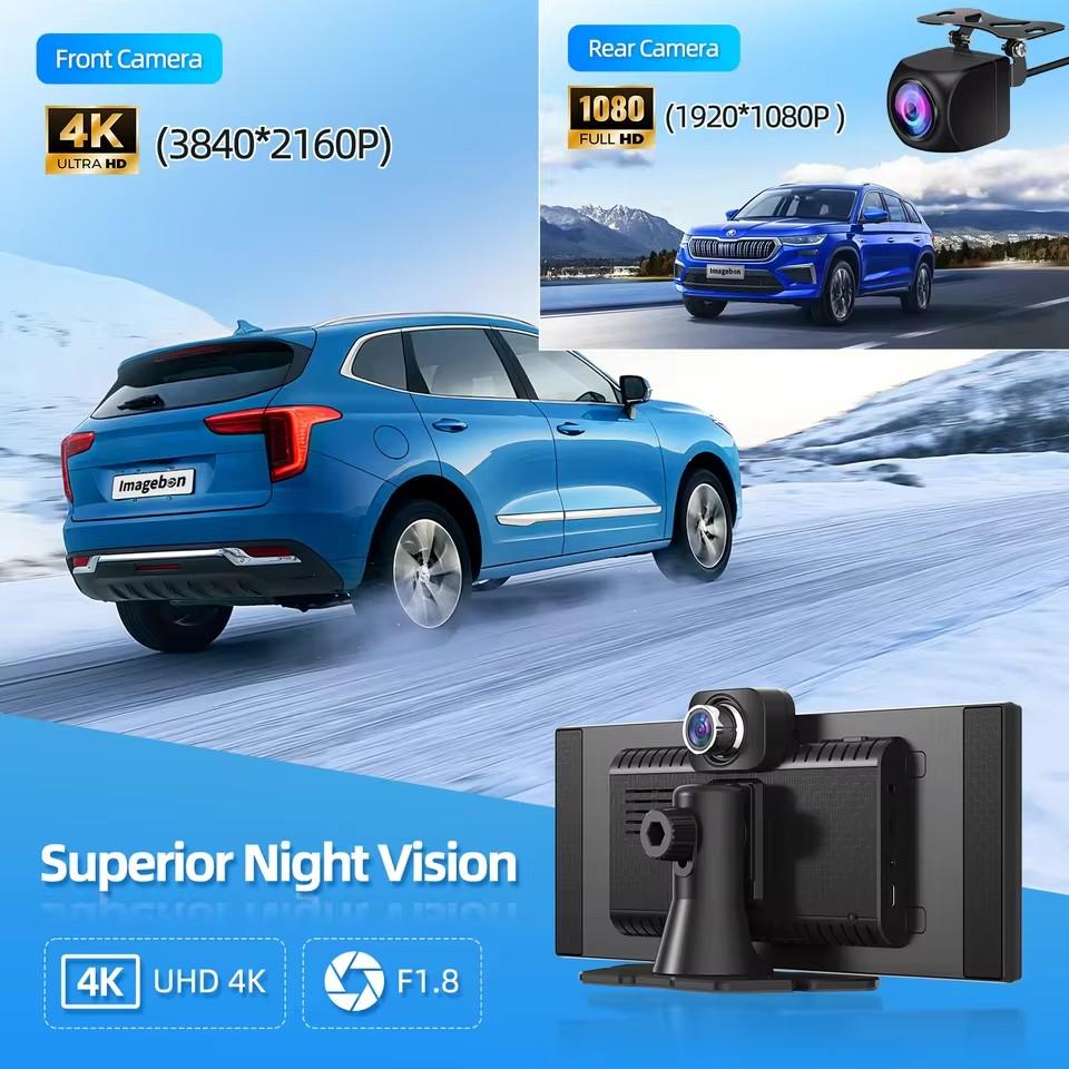 H70 Plus 11.4″ 4K ADAS Dash Cam 60FPS Wireless Car Play & Android Auto Dual Recording Night Vision DVR
