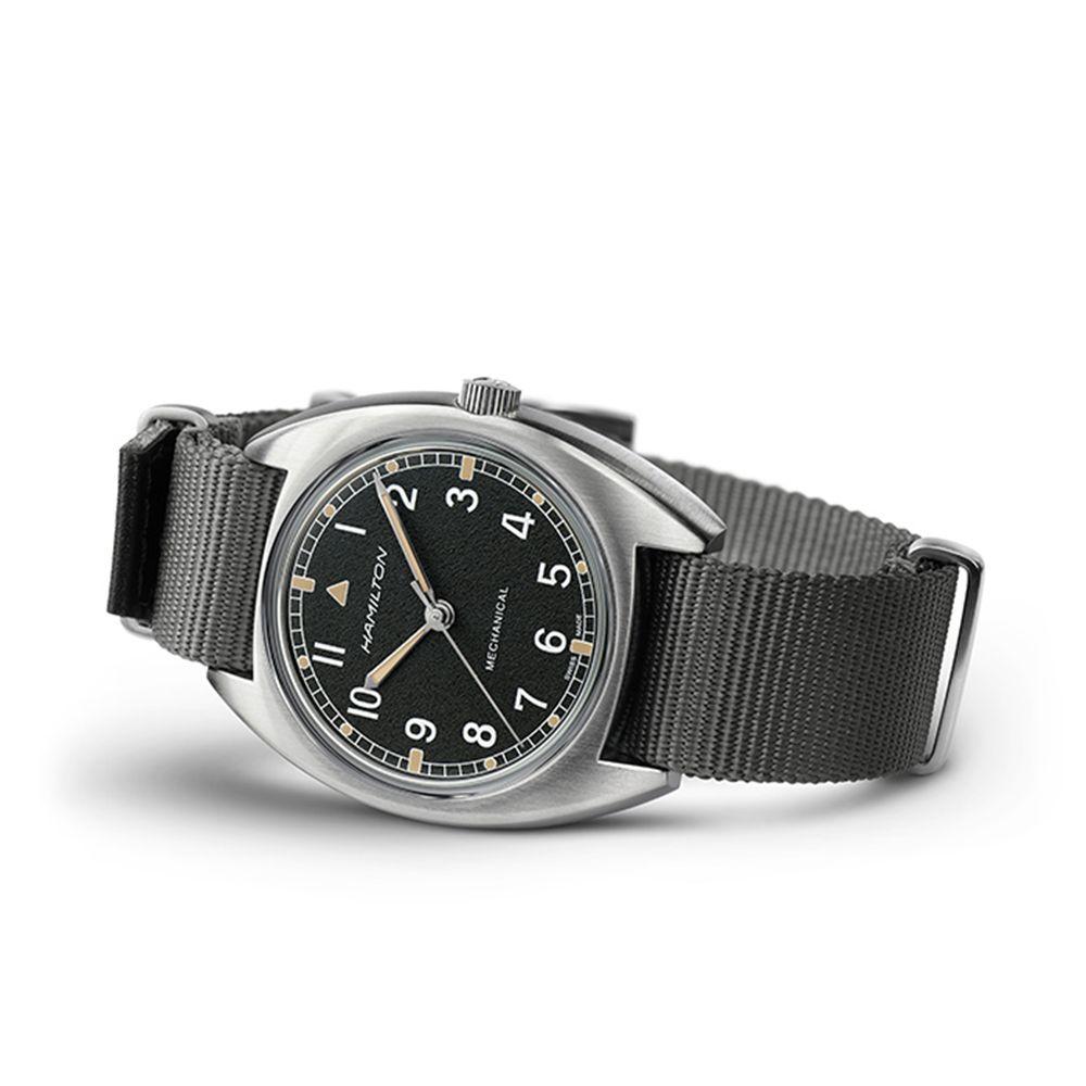 Hamilton H76419931 Khaki Pilot Pioneer Mechanical Black Dial Gray NATO Strap Men's Watch