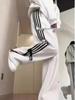 Korean Spicy Girl High Waist Bow Wide-Leg Striped Sport Pants for Women
