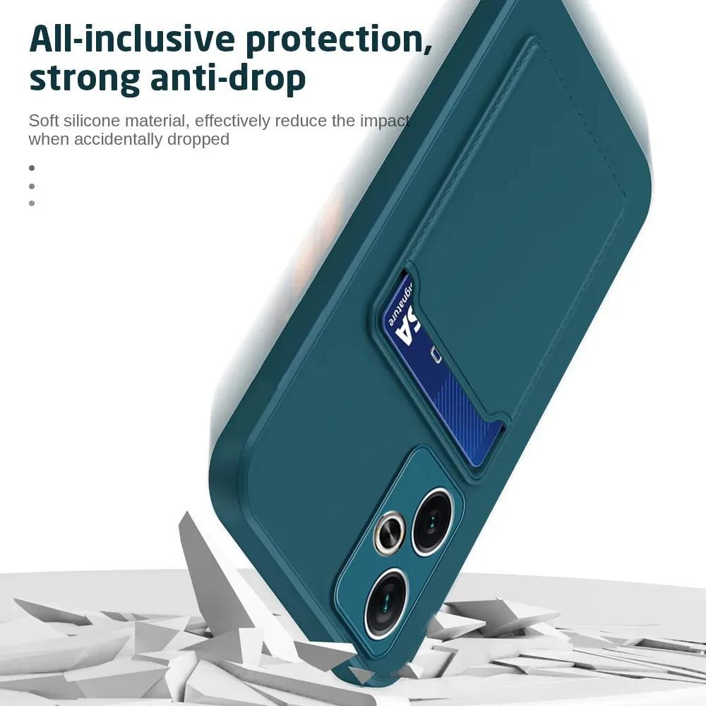 Silicone Card Wallet Case for Xiaomi Redmi 13 4G 13C 12C 12 10C 10A 9C 9A Soft Shockproof Card Slot Soft Bumper Back Full Protection Cover
