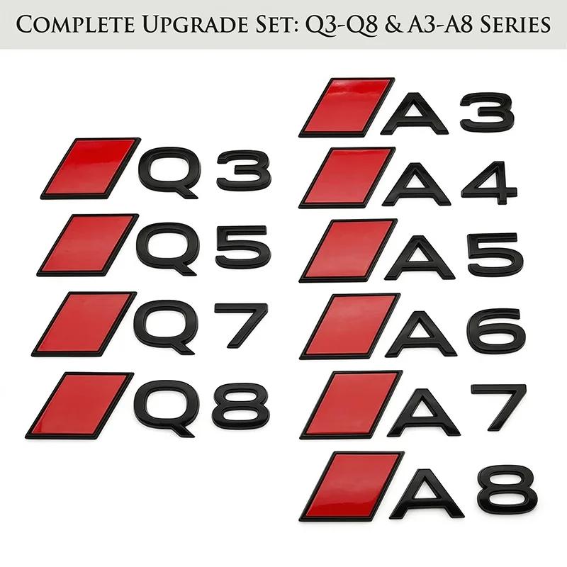 2026 Hot ABS 3D Black Red Car Rear Emblem Badge Sticker For qaz1 A3 A4 A5 A6 A7 A8 Q3 Q5 Q7 Q8 Trunk Logo Auto Styling Accessories