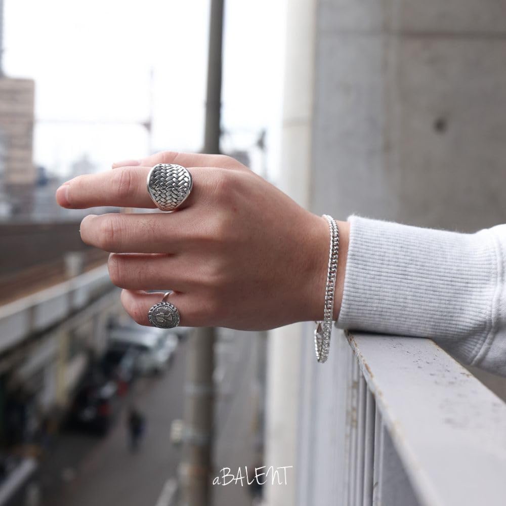 Ring Braided Rope Silver 925 Ring Signet Ring Silver Ring Accessories [aBALENT] Men's Men's (No. 15)