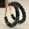 Fashion Women Circle Shape Rhinestone Inlaid Statement Hoop Earrings Jewelry