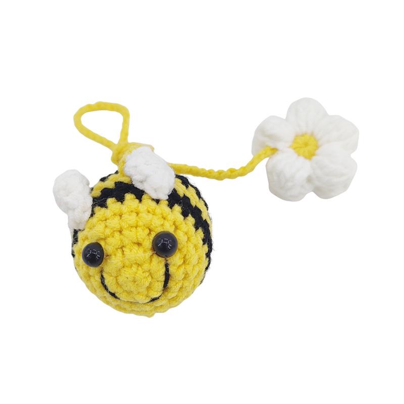 Handmade Wool Knit Bee & Flower Car Hanging Pendant