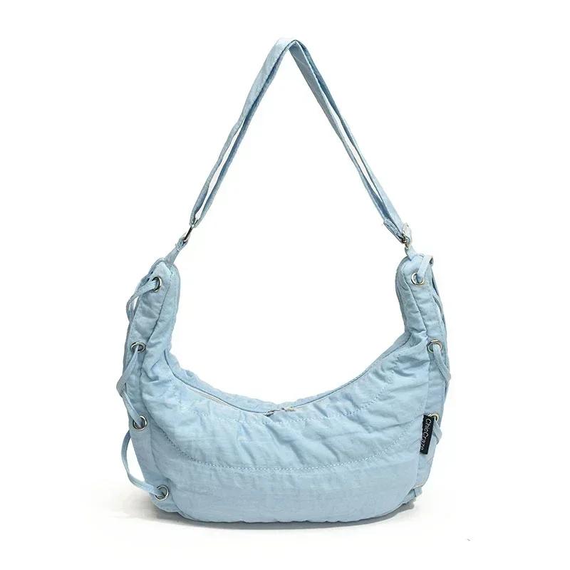 

Новые модные однотонные женские сумки через плечо из нейлона на молнии, популярные мягкие универсальные сумки через плечо большой емкости