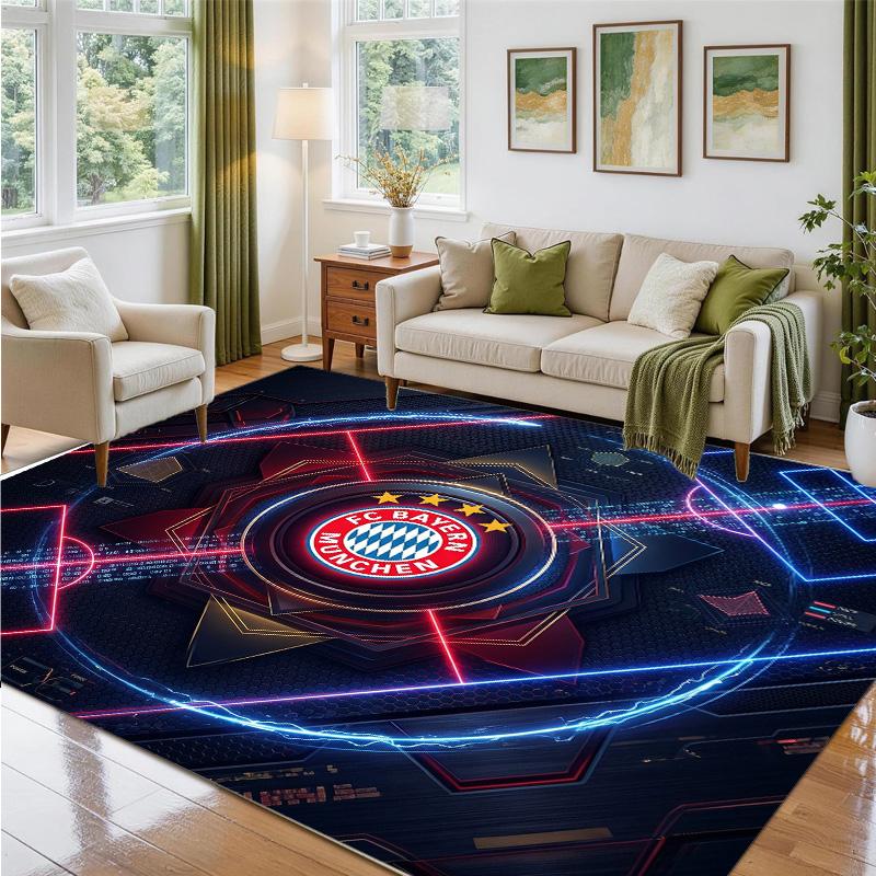 Bayern Munich Design Crystal Velvet Rug Soft Decorative Mat for Bedroom Entrance
