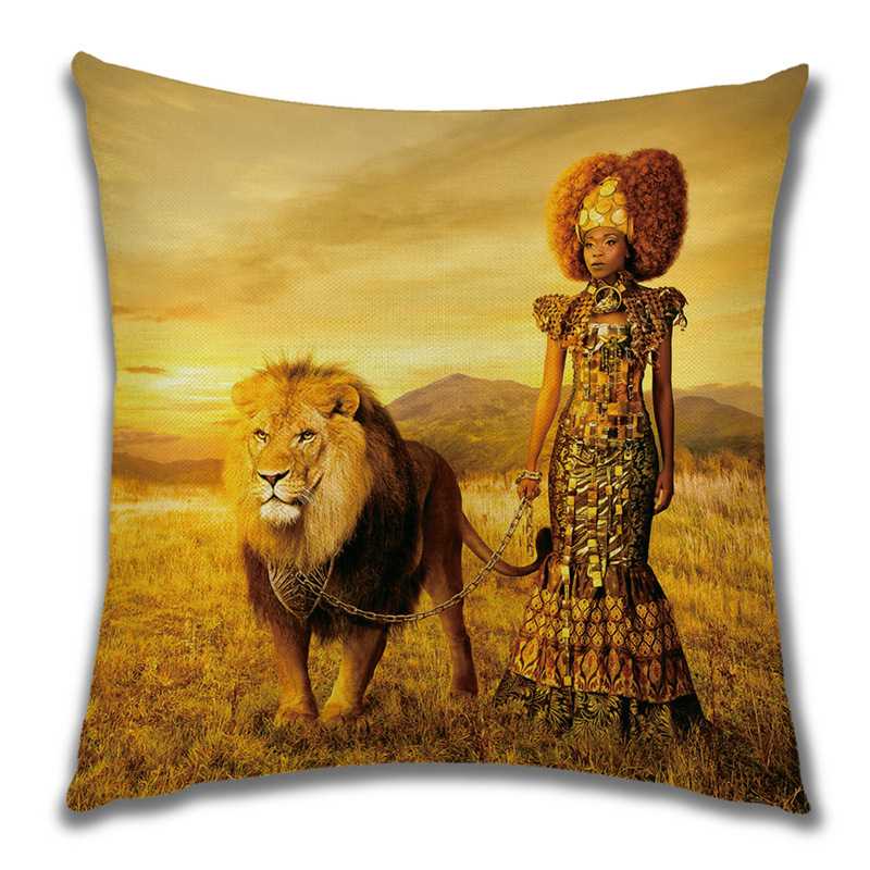 Abstract Painting Africa Cus on Cover African Woman Home Decor Pillow Case Gallery Exotic Ethnic Stye Linen Cus on Cover