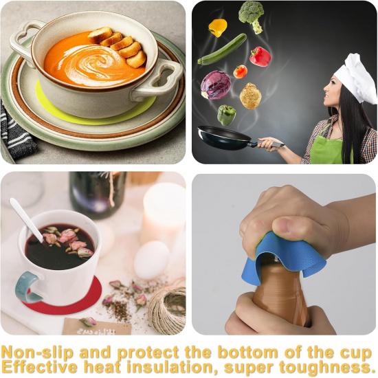 4pcs Jar Gripper Pads, Rubber Jar Gripper Pad Jar Opener Grippers Kitchen Coaster for Elderly Suffering from Children Women Weak Hands, Round