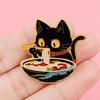 Decorative Brooch Cartoon Black Cat Shape Zinc Alloy Lapel Pin Sweater Dress Suit Lapel Badge Outfit Accessory