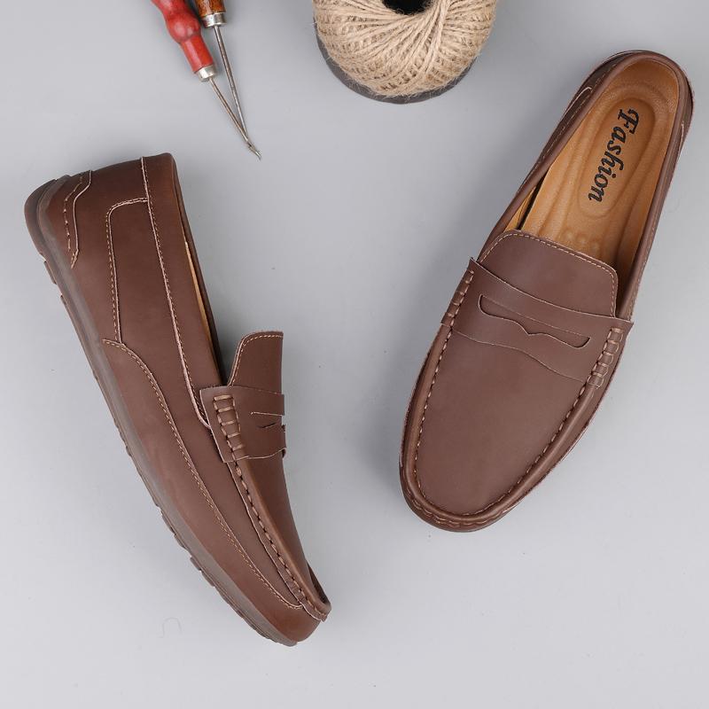 

Fashion Fashion Men Business Office Casual Shoes Leather Mens Slip-on Light Comfortable Driving Loafers Shoes Party Wedding Flats Shoes 44 темно-коричневого