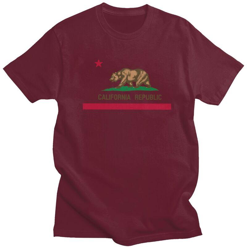 Custom Bear California Republic Flag T Shirts Men 100 Cotton Tee Tops Tshirts Short Sleeve Fashion Tshirt Clothes