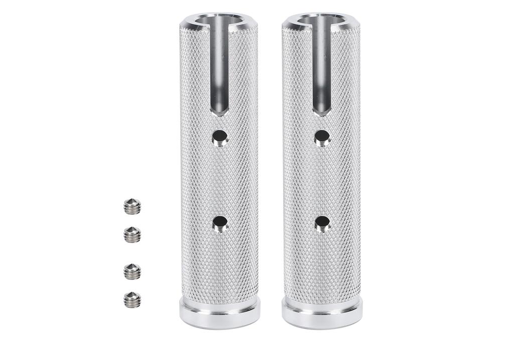 Set of 2 front aluminum steps for Honda Cub/Cross Cub CC110. Aluminum alloy footpegs, universal, aftermarket parts (silver).