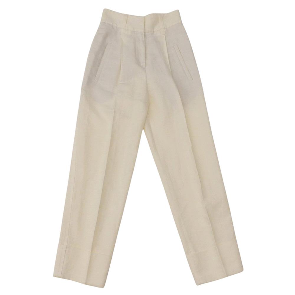 Brunello Cucinelli Good Condition Linen Cotton 1P Pants Bottoms Ladies White Size 36 2018 MH123P7198 Bottoms 36 whiteUsed