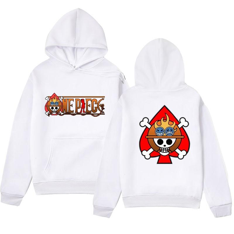 Autumn Winter One Piece Ace Spade Pirate Crew Printed Hoodies Fashionable Casual Warm Sports Long Sleeved Men's and Women's Unisex Hooded Sweatshirts