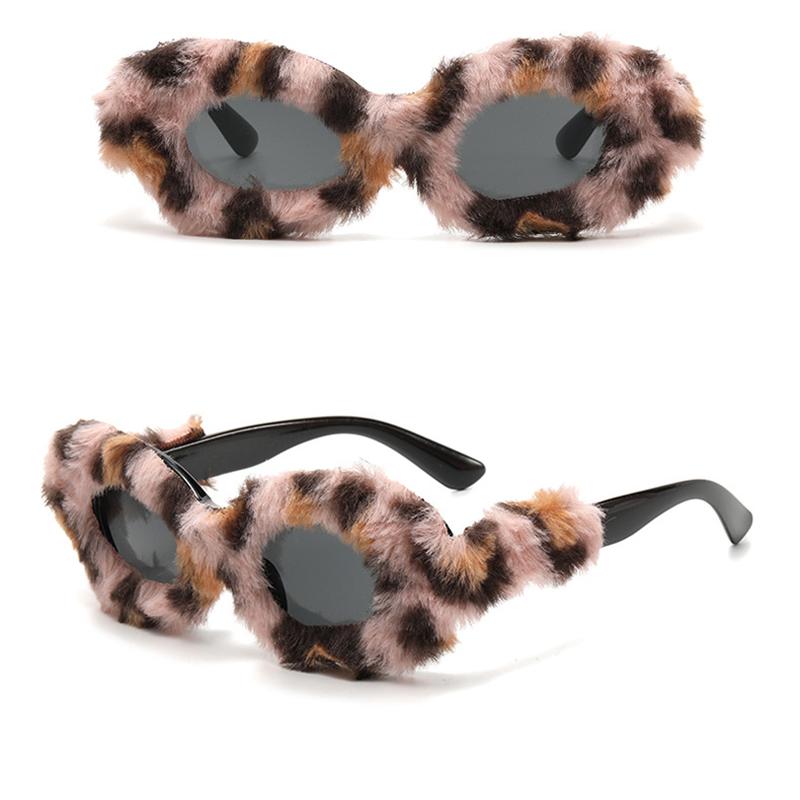 Soft Full Woollen Punk Sunglasses Women For Men Trend Fur Velvet Pink Sun Glasses Sexy Lady Luxury Brand Designer Eyeglasses