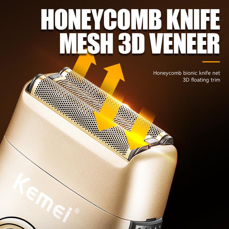 Kemei shaver double-layer reciprocating optical head artifact LCD digital display USB professional electric shaver KM-3209