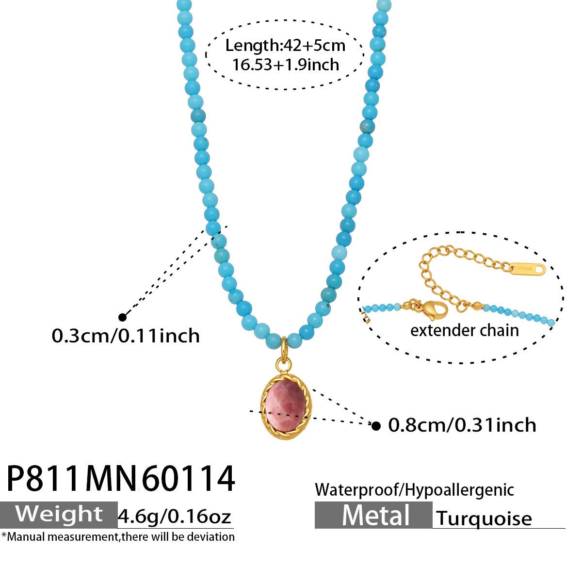 Женское многослойное колье с натуральными французскими бирюзовыми бусинами и подвеской из циркона «Глаз Дьявола»