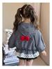 Girls' Plaid Lace Trim Hooded Jacket - Fall 2025 Korean Style
