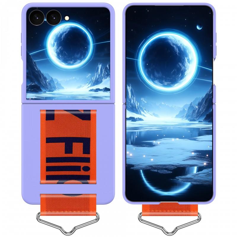 Z Flip 8/7/6/5/4/3 Case Slim Foldable Phone Cover With Wrist Strap Shockproof PC Shell