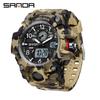SANDA Women's Trendy LED Dual Display Waterproof Watch with Hourly Chime