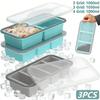 3Pcs Silicone Freezer Tray Mold 2-4 Grid Leakproof Soup Freezer Ice Cube Tray Reusable Freezer Food Container for Home Kitchen