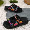 Fashion New Fashion Graffiti Platform Slippers Women Double Buckle Strap Flat Sandals Woman Summer 2025 Thick Sole Non Slip Beach Slides