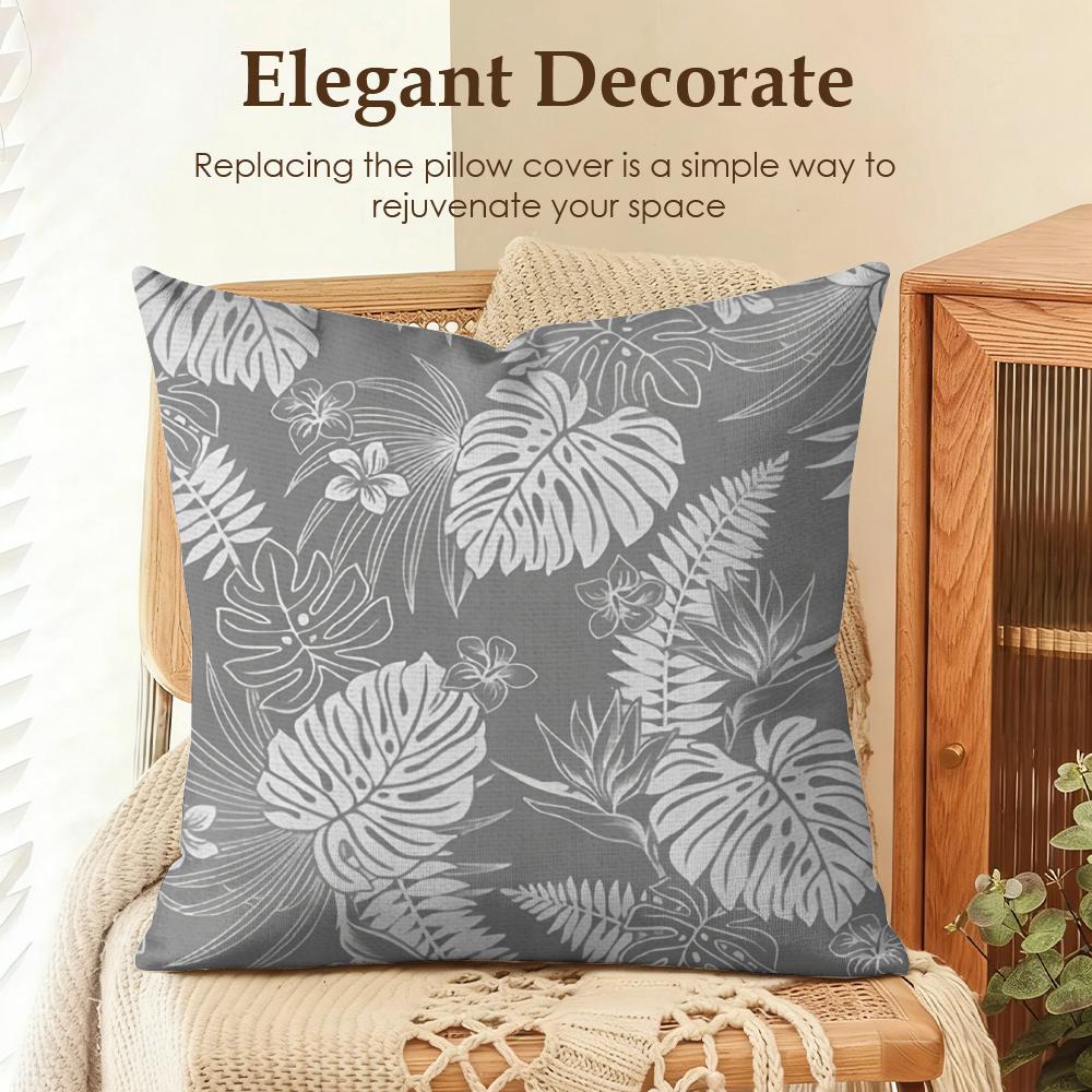 Monstera Pattern Cushion Cover Natural Linen Organic Fabric DoubleSided Printing Sofa Home Decor Gift Pillow Case