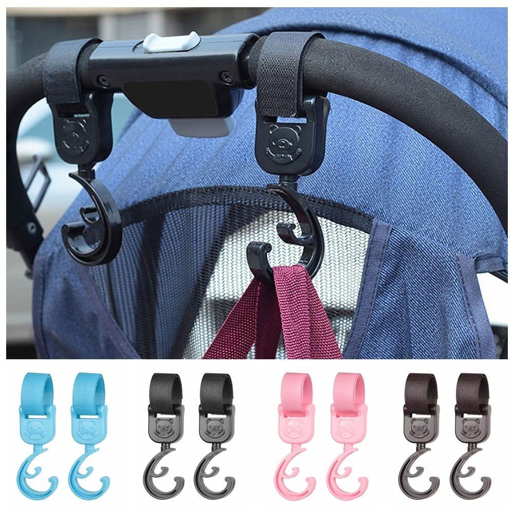 Storage Bag Hooks Car Hook Loop Rotate 360 Degree Baby Stroller Hook Baby Pram Hooks Cartoon Bear