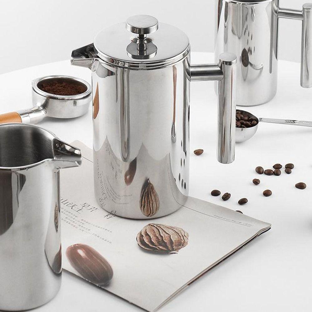 Double Walled French Press Coffee Maker Stainless Steel Espresso Coffee Pot  Office