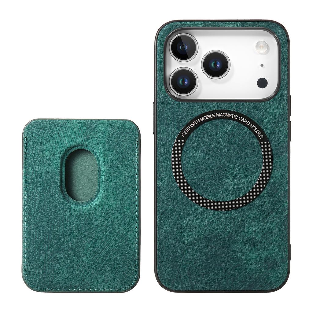 For iPhone 17 Pro Case Compatible with MagSafe Leather Back Cover with Detachable Card Holder