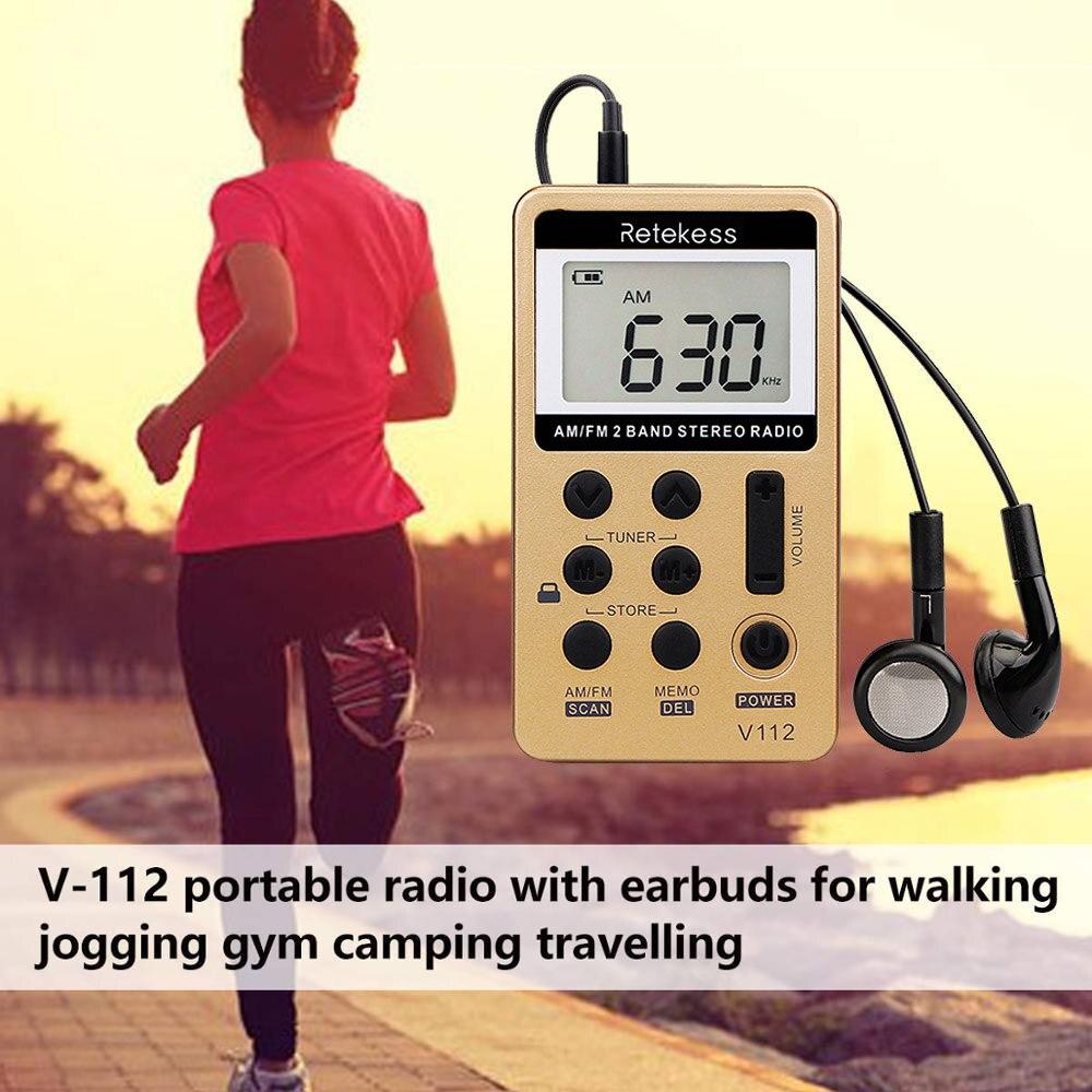 Mini Pocket Radio Receiver Portable Radios AM FM Rechargeble Sleep Time Earphone For Walkman Go Hiking