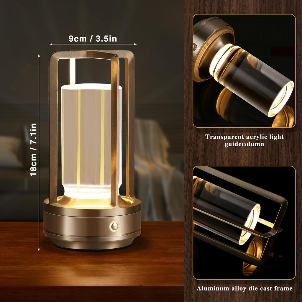 LED Wireless Crystal Lamp Rechargeable Touch Table Lamp Restaurant Decoration Atmosphere Night Light Camping Creative Lamp