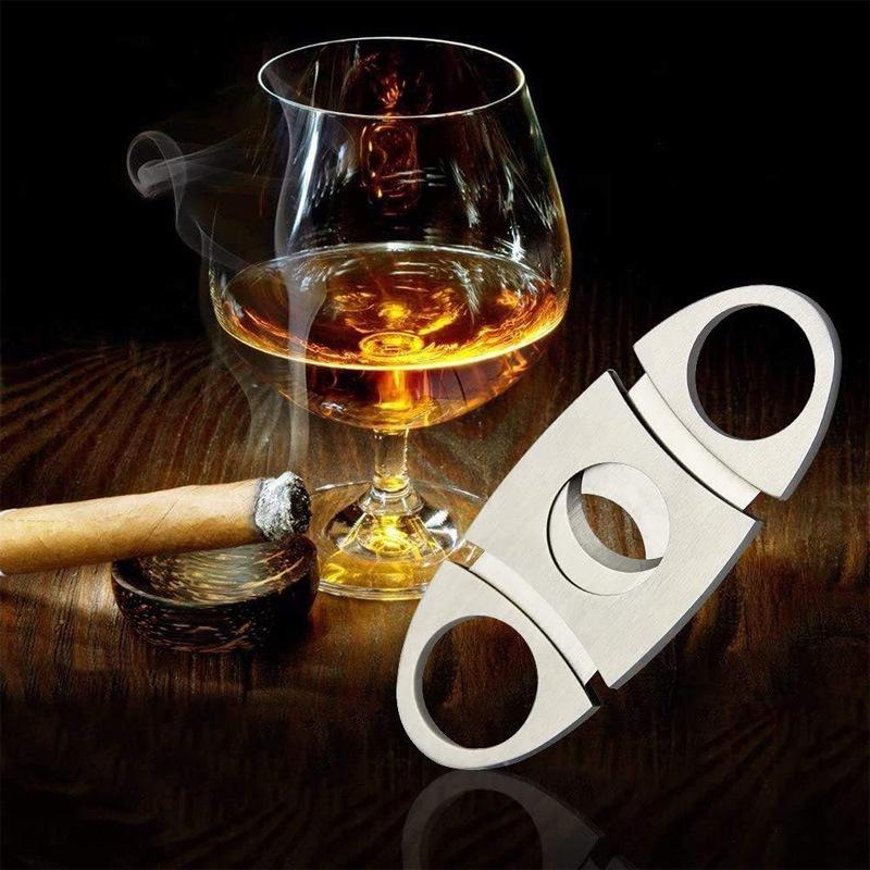 Portable Double-Edged Stainless Steel Cigar Cutter with Large Caliber and Extendable, Sharp Blades