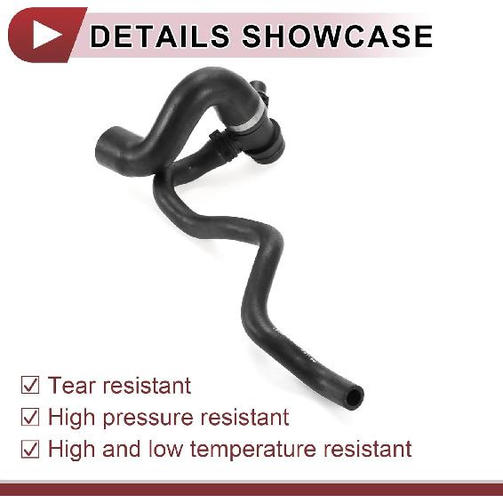 1 Pcs Radiator Coolant Hose for BMW 328i 2012-2016 428i 2014-2016 Engine Water Pump To Engine Inlet Water Hose No.11537639997 Black Rubber
