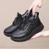 Warme, mit Fleece gefütterte Damenschuhe für den Winter, Kunstleder, mit Fell gefütterte Schnür-Sneaker für Damen, Outdoor-Schneeschuhe mit Slip-on-Sohle