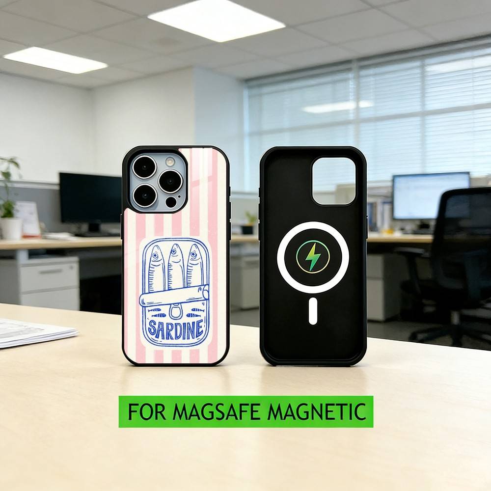 S-Sardines F-Fish Art Phone Case For iPhone17,16,15,14,13,12,11 Plus,Pro Magnetic For Magsafe Wireless Charging