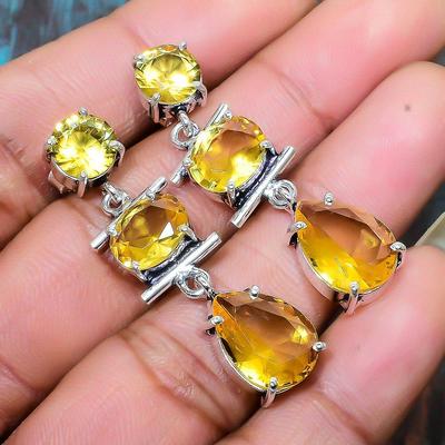 Citrin Edelstein handgefertigter Schmuck 925 Sterling Silber Ohrring als Hochzeitsgeschenk