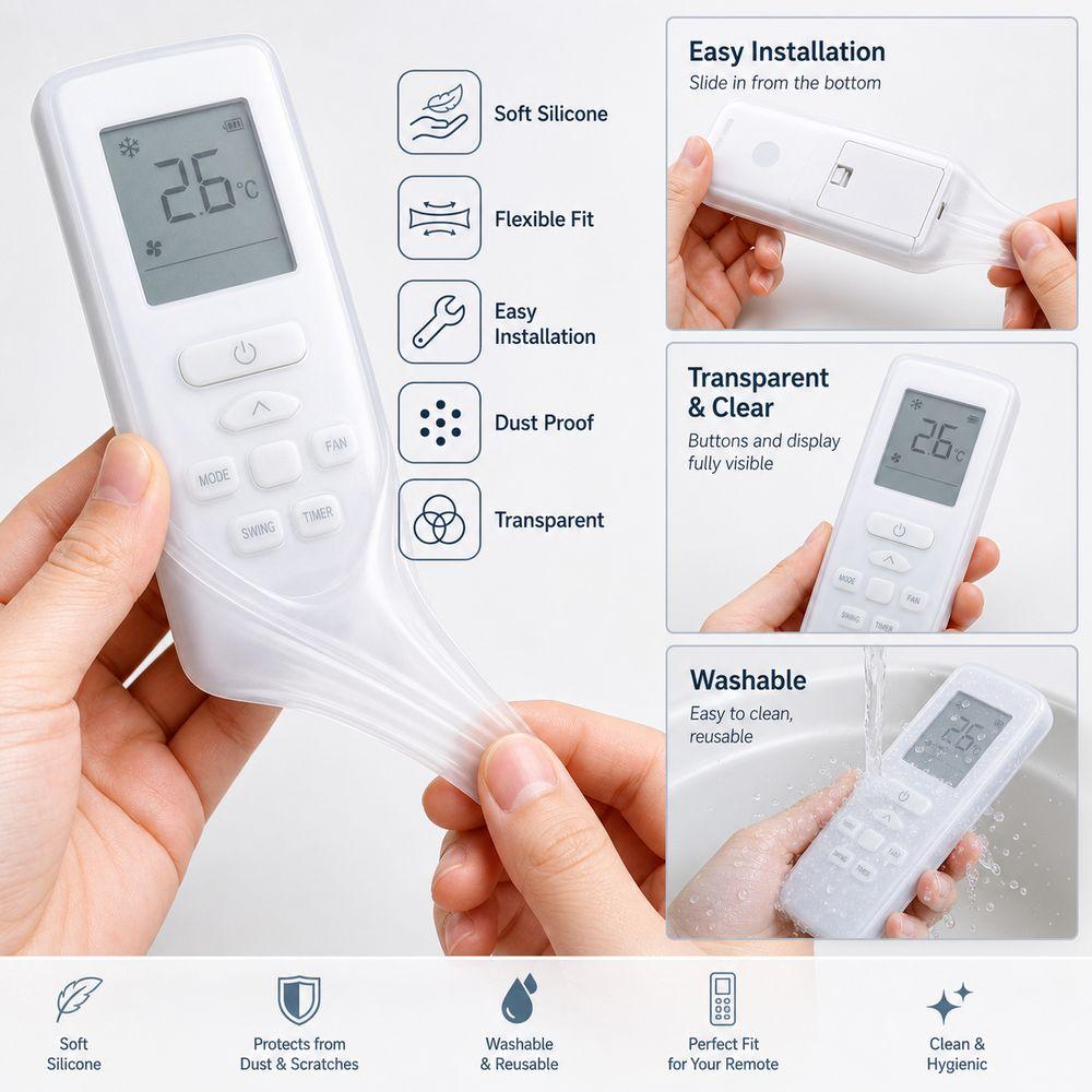 Transparent Remote Controller Case Full Coverage Remote Control Sleeve Air Conditioner Controls