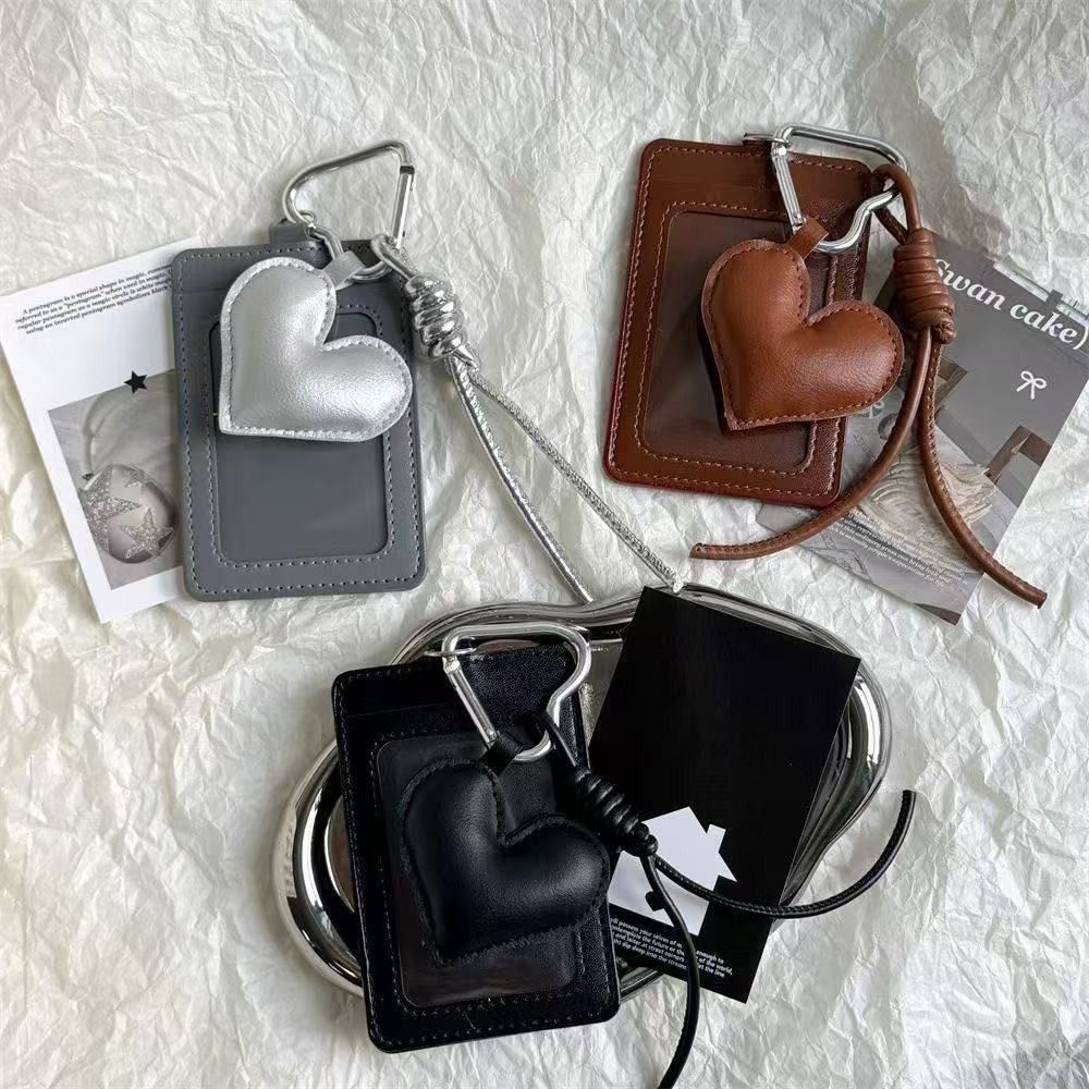 Sweet Cool PU Leather Card Sleeve Bag Pendant Korean Style Bus Card Protector ID Card Holder ID Protection
