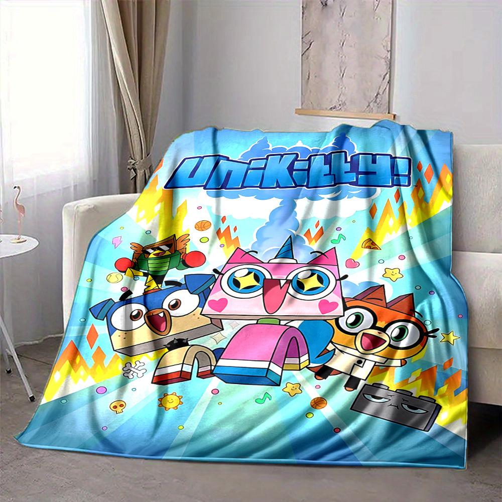 

1pc Unikitty Characters Cozy Print Blanket Lightweight Warm Flannel Throw Blanket For Sofa, Bed, Living Room 80x120cm