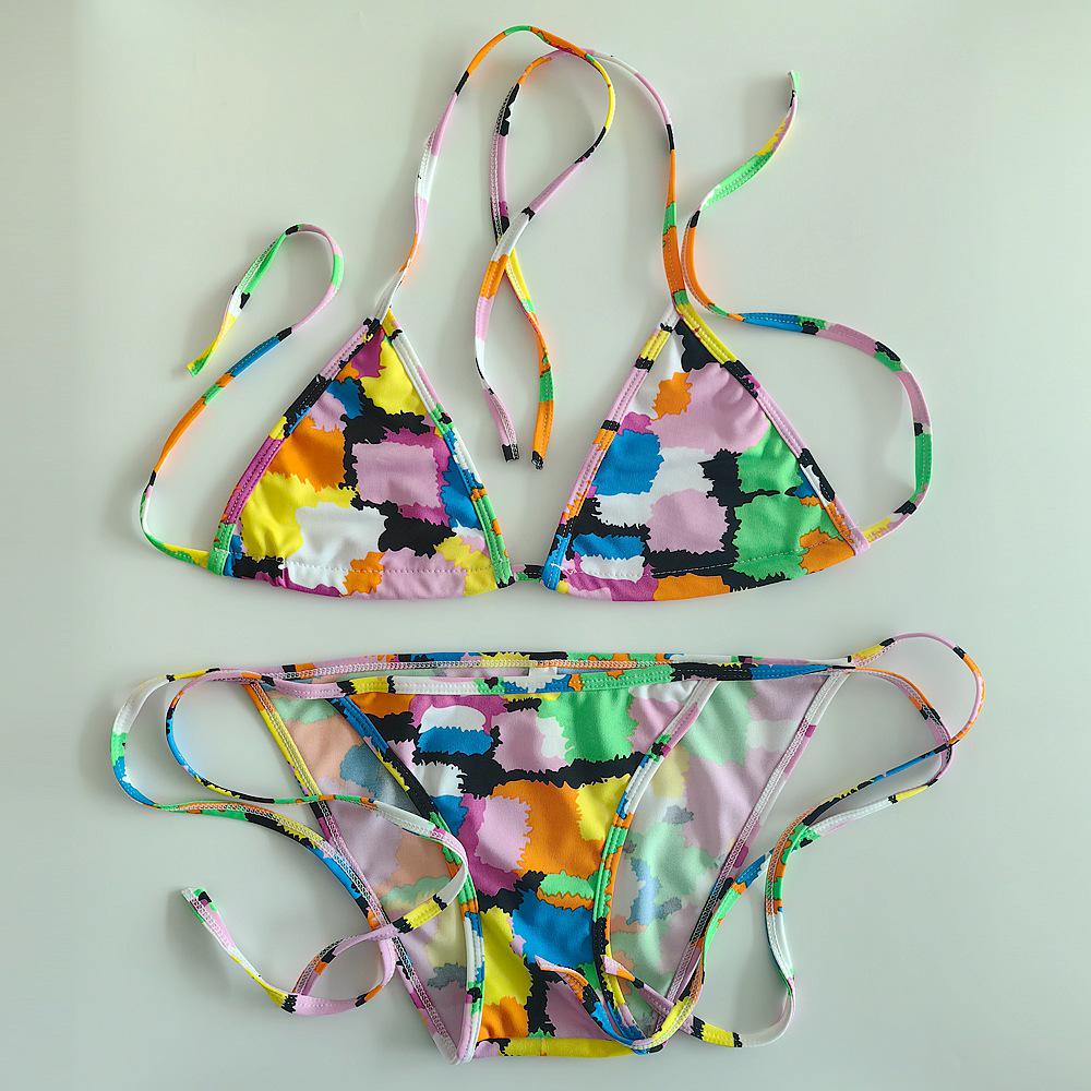 2025 Women's Floral Lace-Up Bikini with Chest Pad