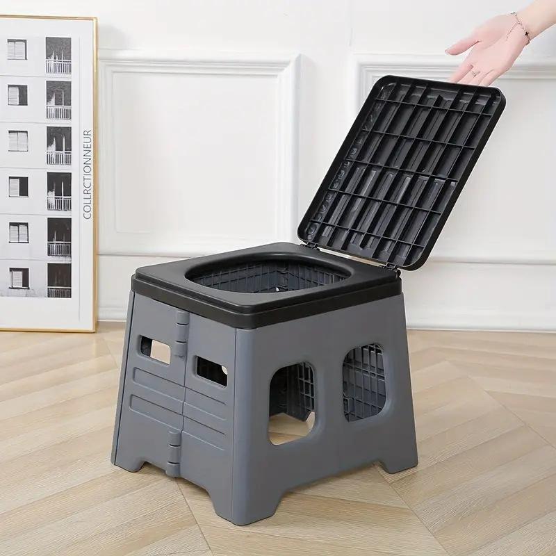 Camping Folding Toilet Movable Car Toilet Bucket Car Emergency Self-Driving Travel Portable Outdoor Toilet Portable Trash Can