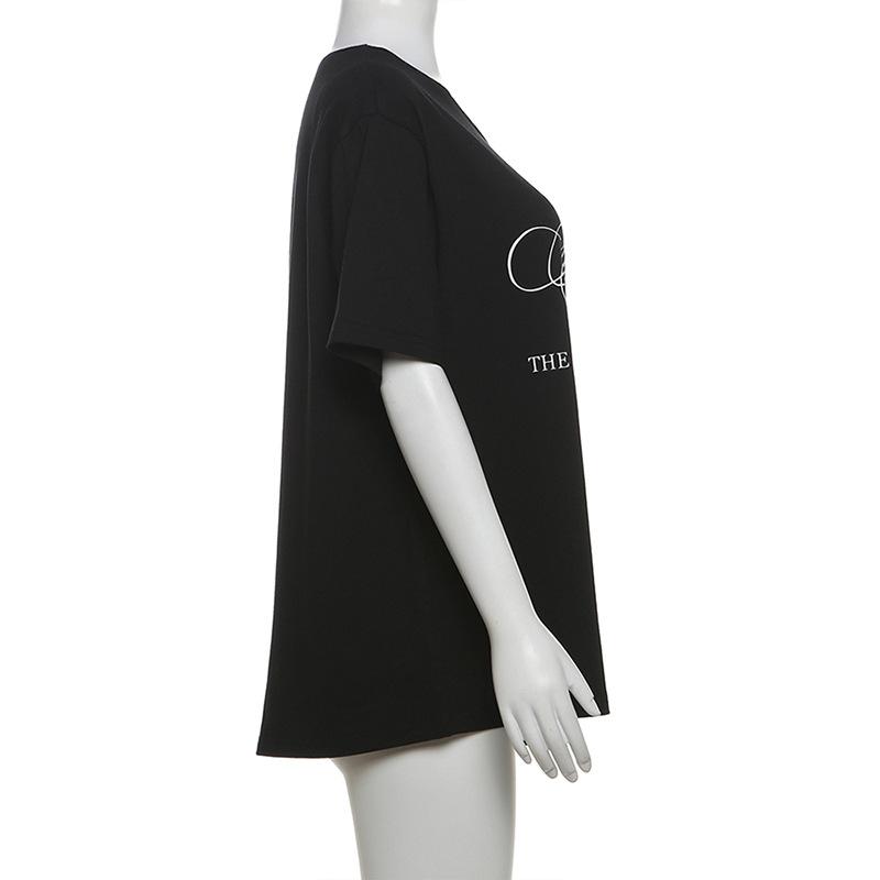 Casual Relax Woman T-shirt Letter 2025 Women Hot New Versatile Street Atmosphere Style Fashionable Chick Summertime Tops